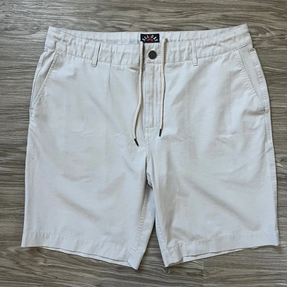 Faherty All Day Shorts Mens 35 Light Gray Stretch Hybrid MSC0012 Casual Summer